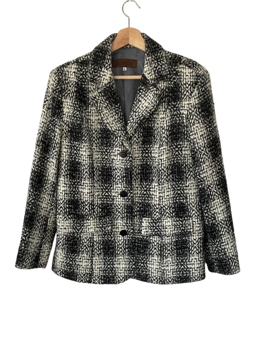 Vintage Black & White Plaid Blazer, size L